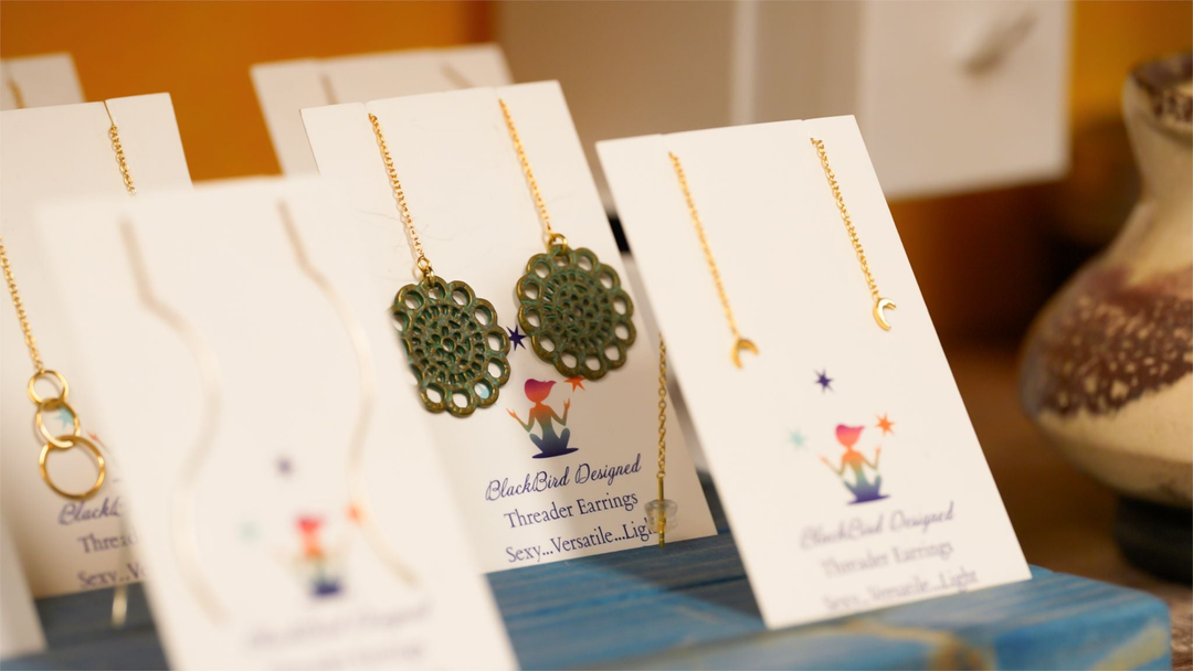 earrings on display cards
