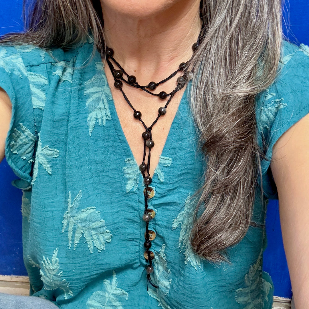 Silver Obsidian BackBeads