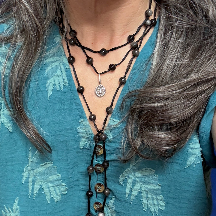 Silver Obsidian BackBeads