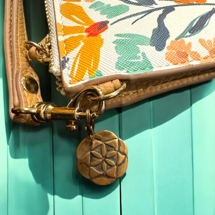 bronze seed of life charm on key chain change purse