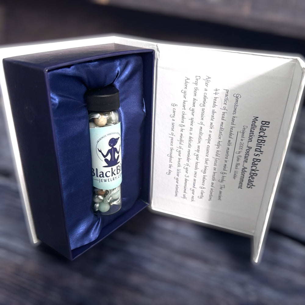 bottle of blackbird backbeads in gift box