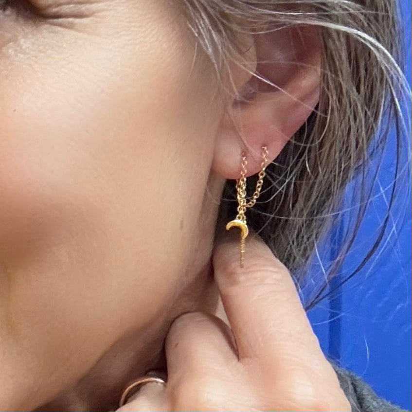 Tiny Crescent moon threaders