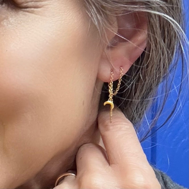 Tiny Crescent moon threaders