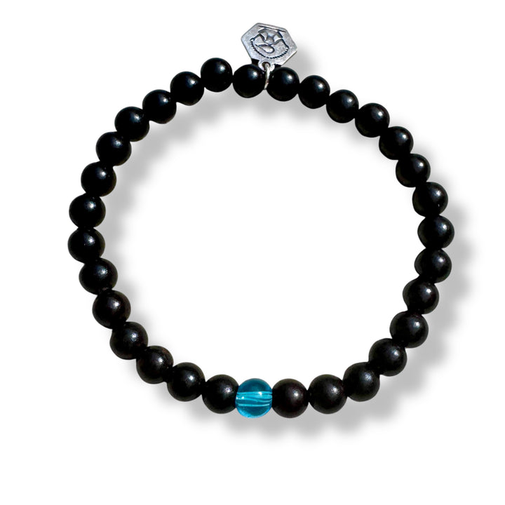ebony wood bracelet with blue marble