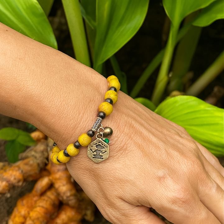turmeric and bronzite bead bracelet