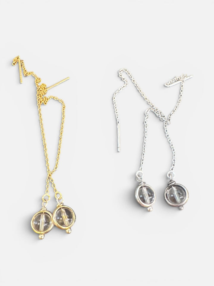 Crystal Ball Threader Earrings