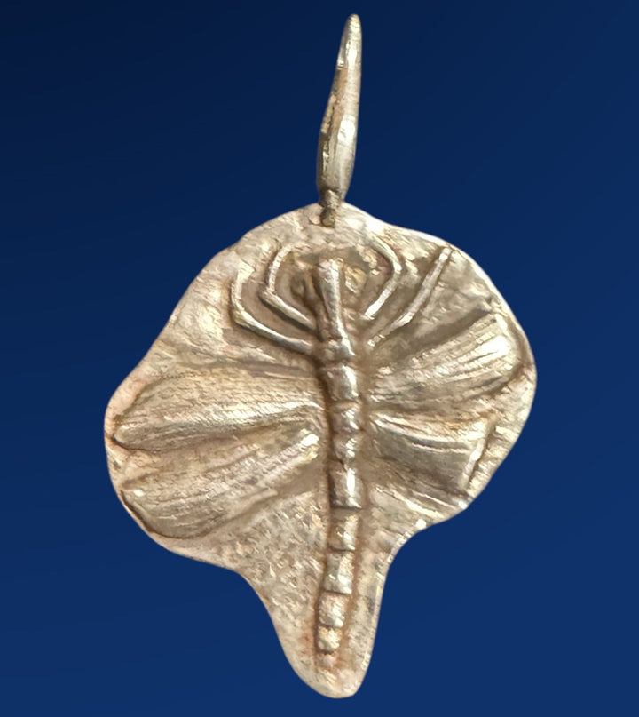 silver fossil dragonfly charm 
