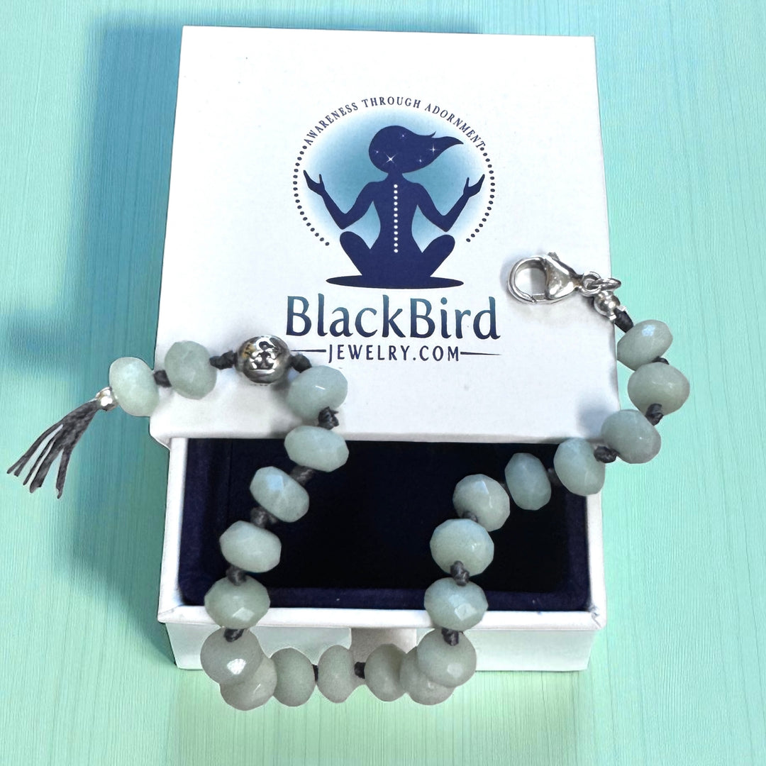 amazonite gemstone bracelet on gift box 
