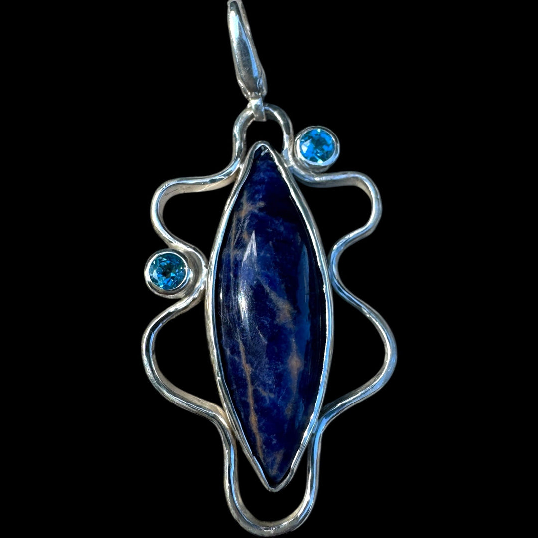 Sterling Silver Sodalite abstract star with blue topaz