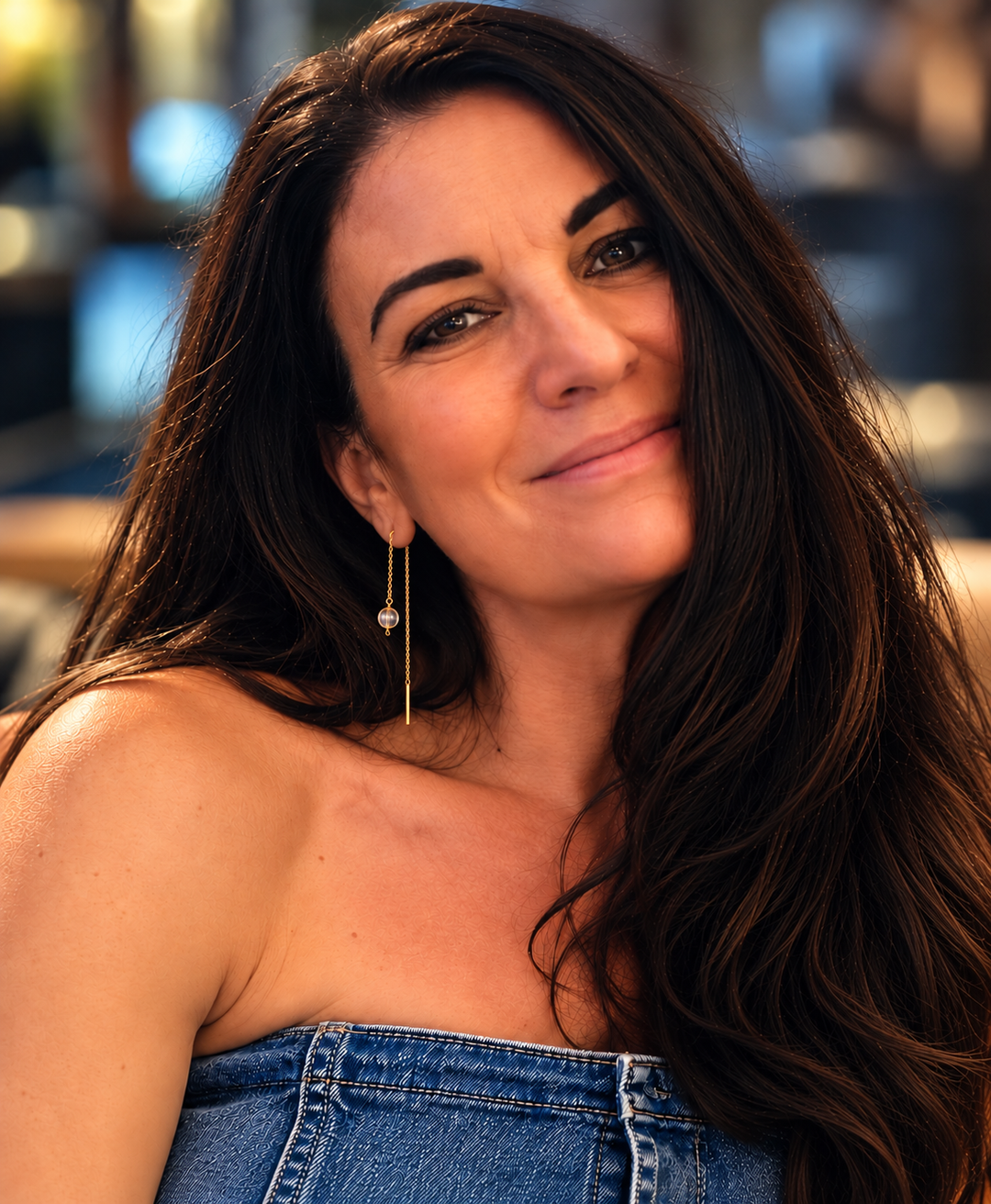 Crystal Ball Threader Earrings