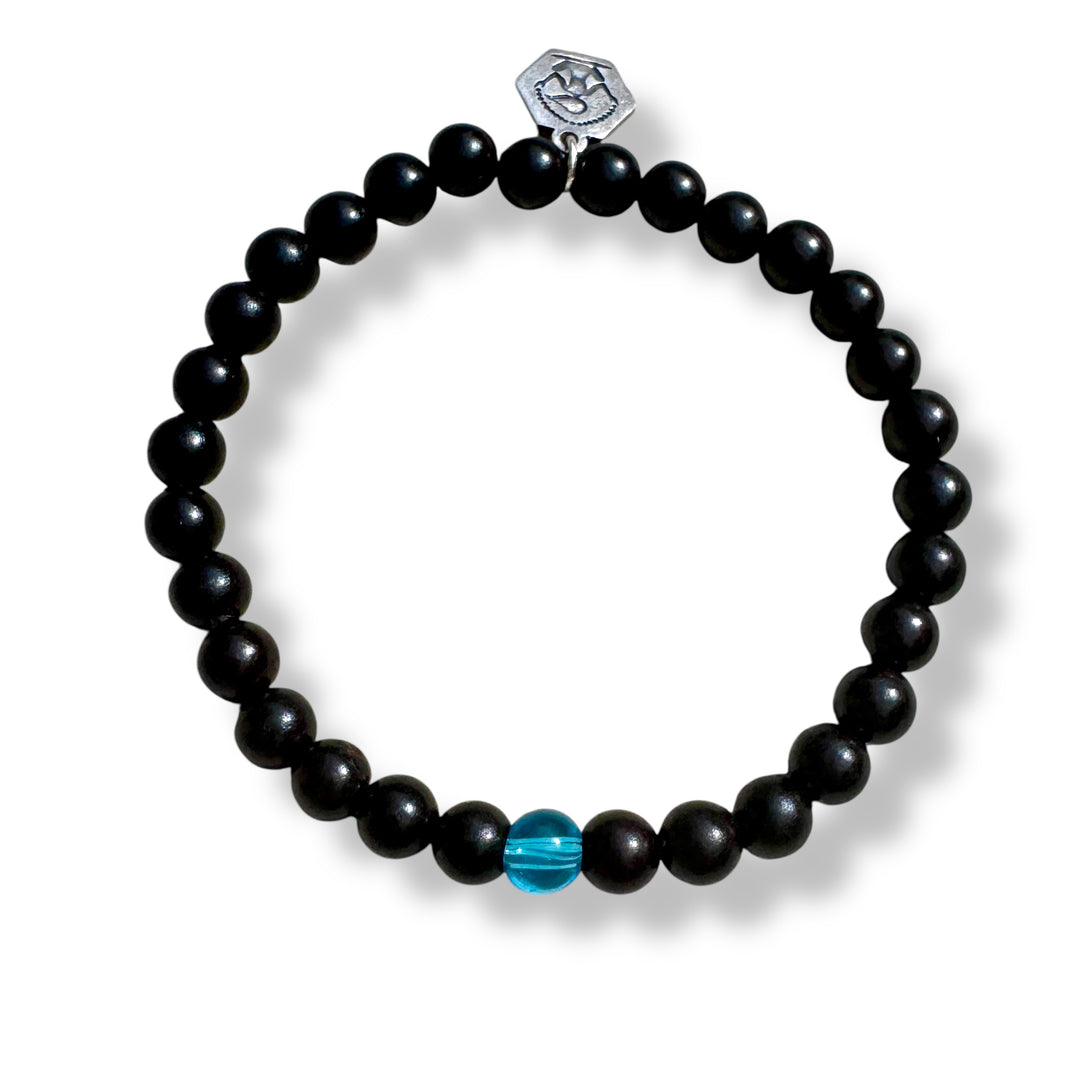 ebony wood bracelet with blue marble 
