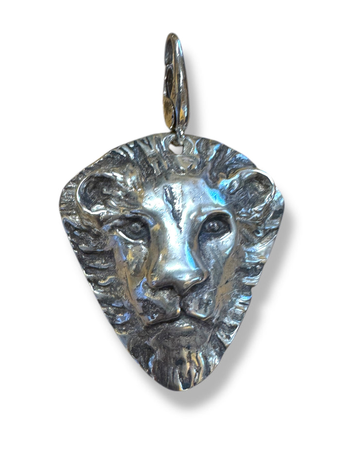 large silver lion head charm 